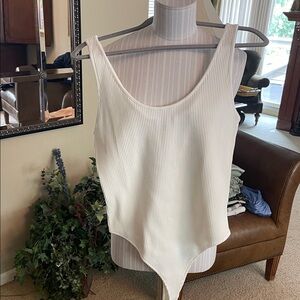 Vince Cream Ribbed Bodysuit